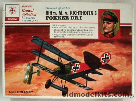 Renwal 1/72 Fokker DR-1 Triplane Rittm. M. von Richthofen's Aircraft, 269 plastic model kit